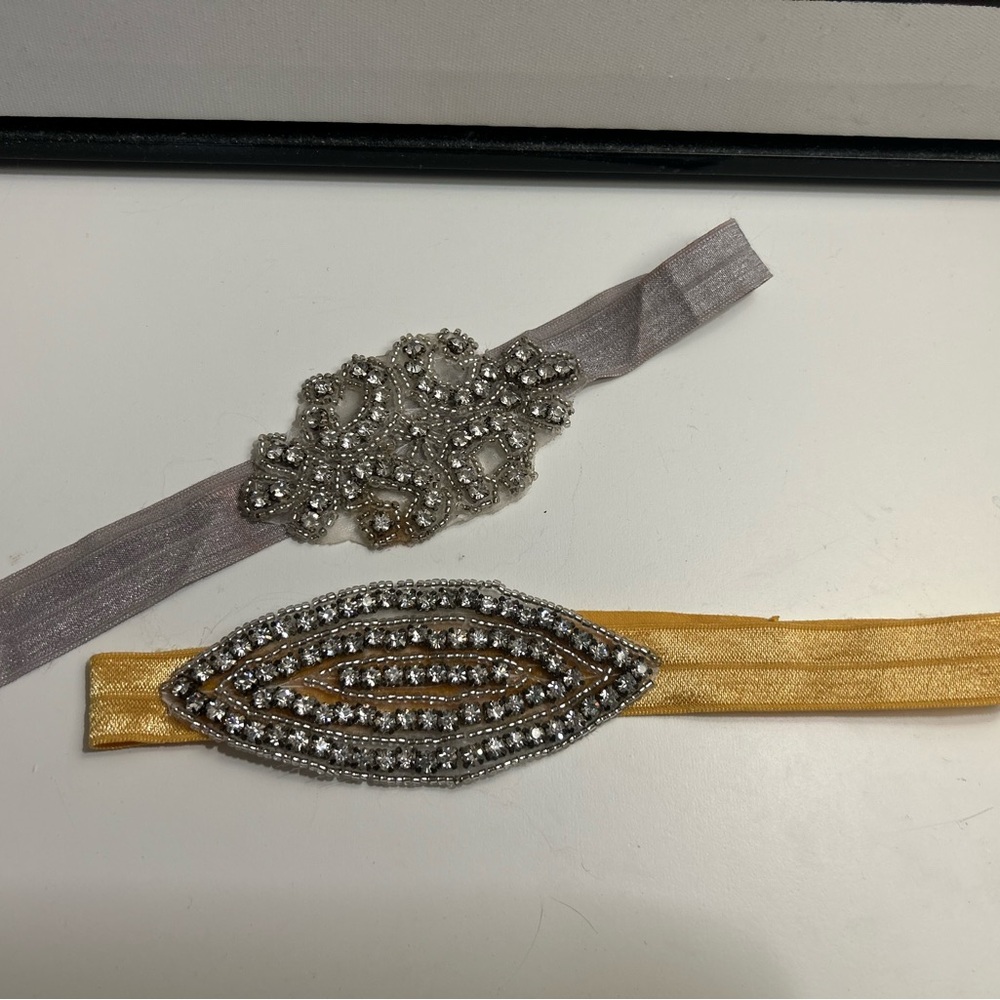 Gold and Silver Hand Beaded Crystal Headbands - Picture 3 of 5